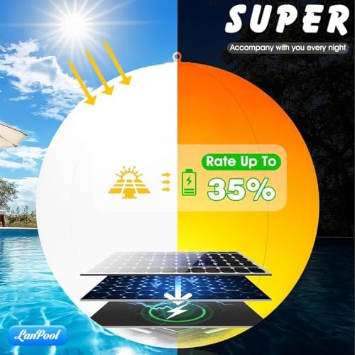 LanPool Floating Pool Lights,14" Flame Solar Pool Lights,Floating Glow Globe IP68 Waterproof, Solar Powered Swimming Pool Accessories, Large Floating Light Up Balls for Pool Pond Outdoor Decor-4PCS - Image 2