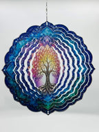 Shwing 12 Inch Wind Spinner Tree of Life Hanging Decor Colorful Spiritual Metal Ornament Outdoor Kinetic Garden Art 3D Wind Spinner for Patio Porch Balcony Backyard Meditation Decoration - Image 3