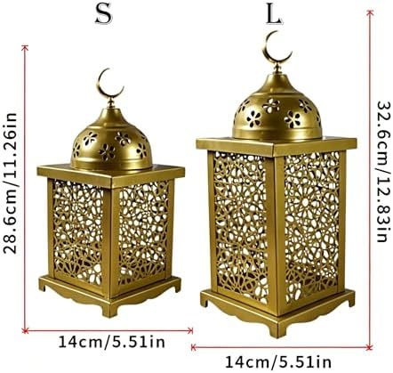 Candlestick Candle Barrels Moroccan Style Retro Lanterns Projection Lights Hollowed-Out Decorations Home Ramadan Hanging Outdoor Indoor Courtyard Porch Festival Weddings - Image 2