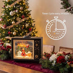 Vintage TV Christmas Snow Globe Lantern with Santa Sleigh and Christmas Village, Musical Lighted Water Lantern with Swirling Glitter, 6H Timer, USB Powered or Battery Operated, Tabletop Decor Gift - Image 6