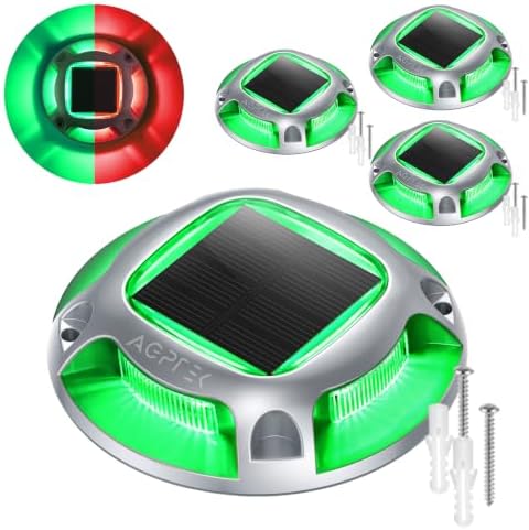 AGPTEK Solar Driveway Lights Outdoor 4 Pack, 2 Color Modes LED Deck Dock by AGPTEK