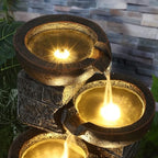 4 Tiered Waterfall Fountains, Outdoor Water Fountains with LED Lights, Garden Outside Brick Waterfalls, Modern Cascading Flow Fountain for Garden, Yard, Patio, Home Decor (Brown) - Image 2
