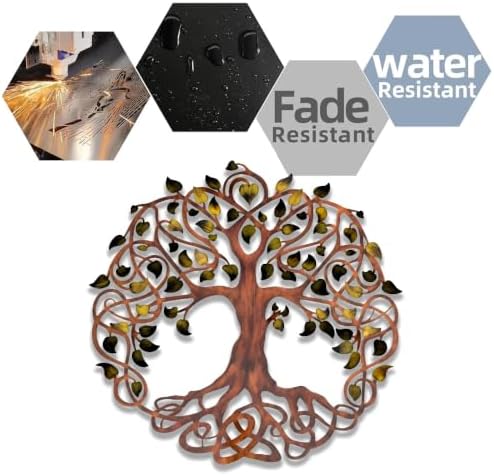 Tree Of Life Metal Wall Art Rustic Iron Decor Round Plaque For Living Room Bedroom Garden Patio Indoor Outdoor Hanging Ornament (16 INCH) - Image 7
