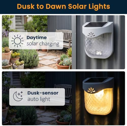 Solar Outdoor Garden Lights, Waterproof LED Deck Lighting 3000K, Gray - Image 3
