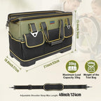 20 Inch Heavy Duty Tool Bag, 16-Pocket Tool Box Organizer, Green - Image 2