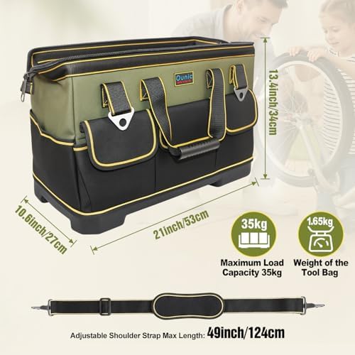 20 Inch Heavy Duty Tool Bag, 16-Pocket Tool Box Organizer, Green - Image 2