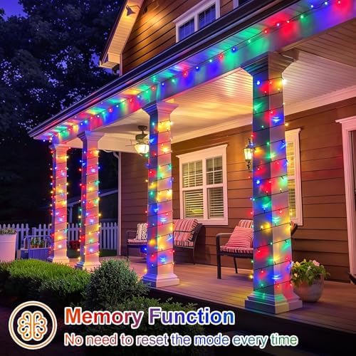 QITONG 2 Pack Multicolor Solar String Lights, Each 66ft 200 LED Solar Christmas Lights Outdoor Waterproof, 8 Modes Colored SolarTwinkle Lights for Outside - Image 5