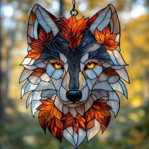 Wolf Tiffany Style Acrylic Suncatcher by AVAGAN