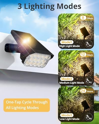 Solar Lights Outdoor Waterproof IP65, 56 LED 3 Lighting Modes Solar Spot Lights Outdoor, Solar Powered Landscape Lighting for Yard Pathway Garden, 4 Pack (Warm White) - Image 3