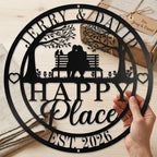 Personalized Happy Place Metal Sign, Custom Anniversary Wedding Gift for Couples, Metal Couple Sign with Names and EST Year, Metal Wall Decor for Home Porch Living Room Bedroom, Housewarming Gifts New Home - Image 2