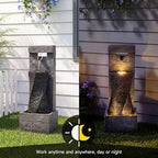 40" High Outdoor Water Fountain with 3 LED Lights, Cascading Waterfall Fountain with Whisper-Quiet Pump, Featuring Natural Stone Look for Garden, Patio, Yard, Grey - Image 5