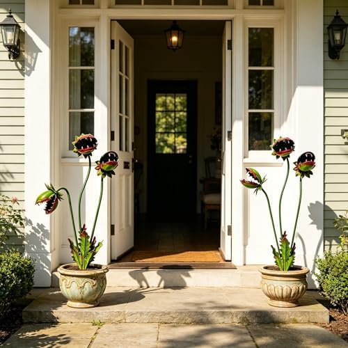 25" Metal Carnivorous Plant Garden Stake Sculpture Outdoor Yard Decor(2 pcs) - Image 2