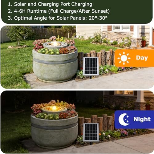 Solar Water Fountain Outdoor Garden Zen Bubbler with Lights - Image 5