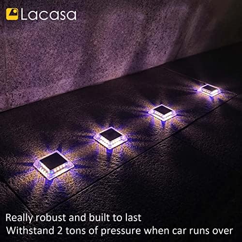 Lacasa Outdoor Solar Light, 4 Pack 30LM IP68 Waterproof Solar Garden Light Auto On/Off Solar Lighting for Pathways Paths, Mixed Colours (Warm White + Blue Light) - Image 7