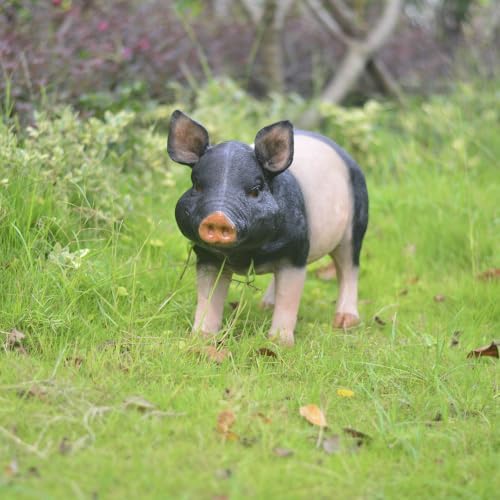 Garden Pig Statues Outdoor Decor, 26″ Black Spotted Pig Figurines Sculpture - Image 5