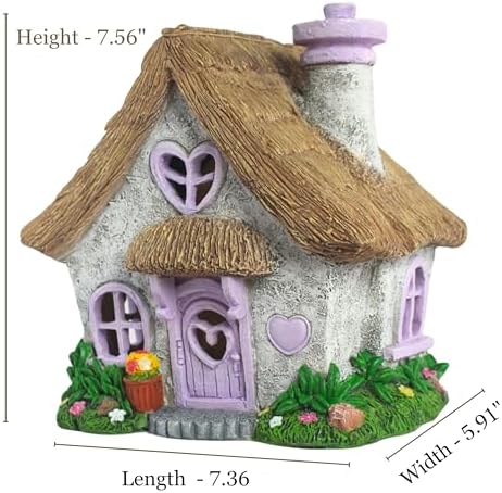 PRETMANNS Solar Fairy House for Outside, Lavender, 7.56" High - Image 4