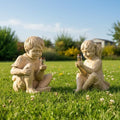 Statue Garden Decor for Outside: Solar Garden Statues Outdoor Decorations for Patio Cherub Christmas Yard Porch Home Lawn, Ornament Gifts by ABCISI