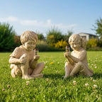 Statue Garden Decor for Outside: Solar Garden Statues Outdoor Decorations for Patio Cherub Christmas Yard Porch Home Lawn, Ornament Gifts by ABCISI