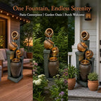 Outdoor Water Fountain with LED Lights, 34.84" Tiered Bowl Cascading Water Feature, Resin Garden Fountain for Patio, Backyard, Balcony, Porch, Deck, Housewarming Gift - Image 3