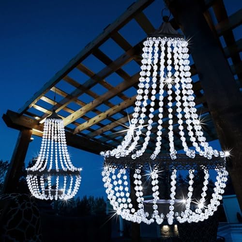 28" Hanging Solar Chandelier Outdoor Waterproof 30 LED Lantern by SUNNYPARK