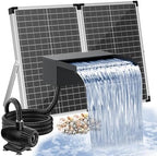 POPOSOAP 70W Solar Pond Waterfall Spillway with Fountain Pump, 304 Stainless Steel Pond Spillway & Filtration System with 9.8FT Tubing for Garden Ponds Landscape Water Features-P5703Y by POPOSOAP