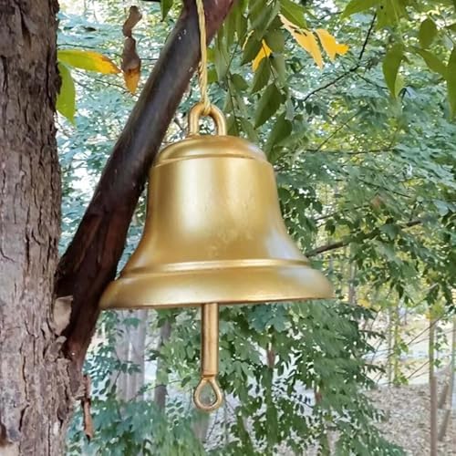 GTPBAO Antique Golden Cast Iron Door Bell, Large Service Bells for Homes Kitchen Grocery Patio, Weatherproof Dinner Bell(Bell 19.5cm/7.7in) by Unknown