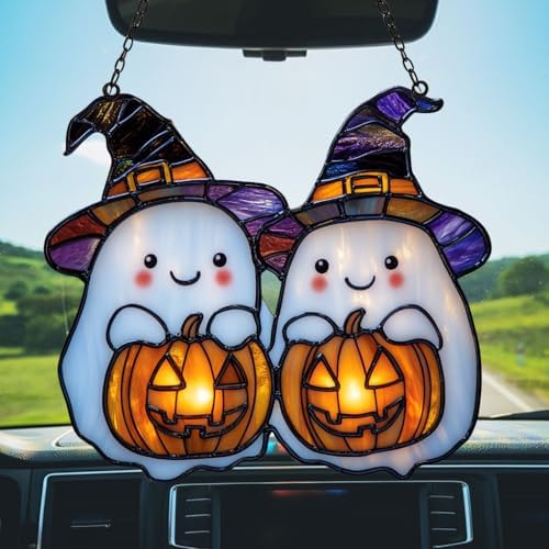 Cute Witch Ghost and Pumpkin Acrylic Suncatcher - Image 5
