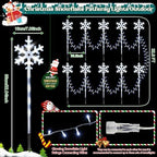 10 Pcs Christmas Snowflake Pathway Stake Lights for Outdoor Yard, 370 Bright LEDs Waterproof Large Christmas Snowflake Light Decoration for Garden Lawn Driveway Walkway Decor(Cool White) - Image 2