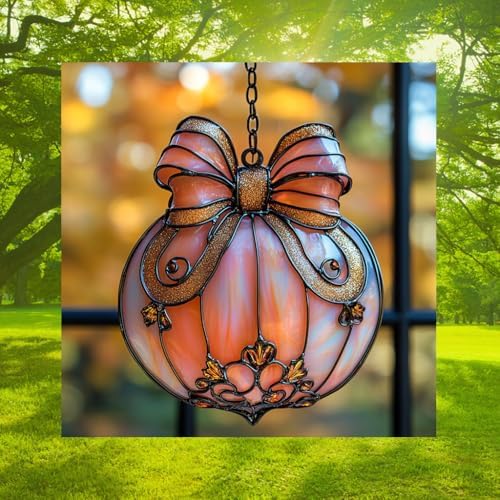 Pink Knot Pumpkin Fall Autumn Acrylic Suncatcher - Image 3