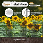 10 Panels Garden Fencing Animal Barrier with Lock, 24in (H) x 20ft (L) No Dig Dog Fence Outdoor for Yard Rustproof Decorative Fences Tall Metal Panel Wire Border Rabbit Ground Stakes - Image 3