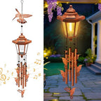 Large Solar Hummingbird Wind Chimes, Gifts for Women Mom Grandma Wife Sister Daughter Neighbor, Classic Bronze Wind Chimes with Wind Catcher, Solar Decor Lights for Outdoor Garden Patio Porch Window by yulloyello