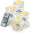Butterfly Floral Flameless Candles with Remote Timer Battery Powered LED Candles Color Changing Pillar Electric Fake Candles Bulk for Indoor Outdoor Home Table Decoration Set of 4 by Uorisanigo