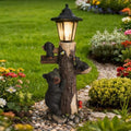19" Black Bear Statue Solar Welcome Sign Resin Outdoor Garden Decor, Brown by Unknown
