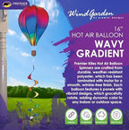 Hot Air Balloon Hanging Garden Spinner 16" - Vibrant Wavy Gradient Design, Weather-Resistant Outdoor Decor, Durable & Lightweight for Patios, Yards, and Gardens - Eye-Catching Wind Spinner - Image 2