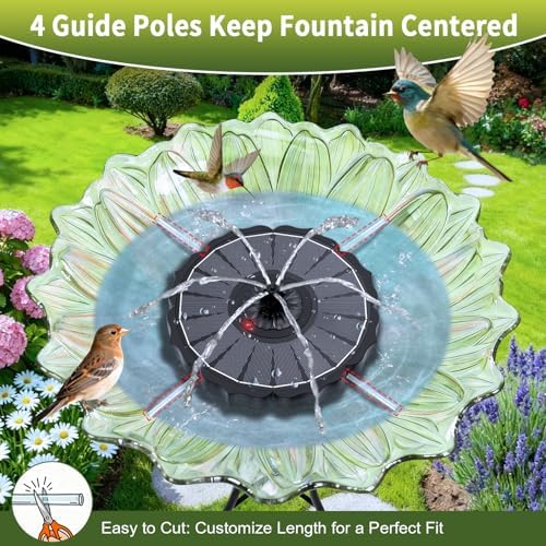 SZMP Solar Fountain, Works in Cloudy with 2000mAh Battery Backup, Glass Solar Powered Bird Bath Fountain with Smart Status Indicators, 3.5W, 8 Nozzles, for Garden, Outdoor (Black) - Image 5