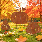 WATINC Thanksgiving Metal Yard Stakes - 3pcs Fall Rustic Pumpkin Decoration by WATINC