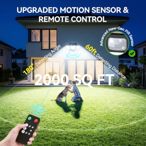 Solar Flood Lights, 3500LM Motion Sensor Outdoor Lights with Remote - Image 2