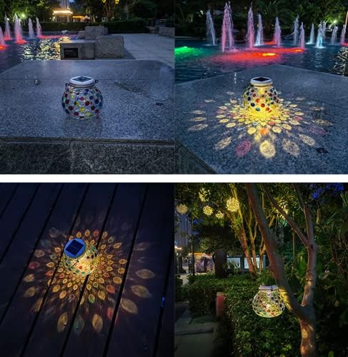 yuans Solar Table Light, Solar Mosaic Lights Color Changing Solar Glass Ball Garden Lights Waterproof Solar Night Lights Table Lamps (White Light, 2 Pack) - Image 6