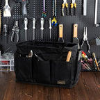 Tool Pouch, Heavy Duty 16oz Waxed Canvas Tool Bag, Rectangle Foldable Open Top Tool Bags with Handles, 10 Pockets | 15.5 x 7.5 x 10.5 Inches - Image 4