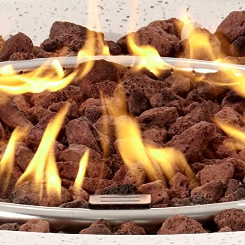COSIEST Outdoor Propane Fire Pit Coffee Table w Beige 42 inch Round Base Patio Heater, Certified, 50,000 BTU Stainless Steel Burner, Wind Guard, Tank Outside, Free Lava Rocks, Waterproof Cover - Image 5