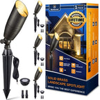 Gardenreet Brass Landscape Lighting - Low Voltage Spotlights Outdoor LED, 12V Wired Uplights, Waterproof Spot Lights, Antique Bronze for Outside Trees with 5W 2700K Warm White MR16 Bulb (4 Pack) by Gardenreet