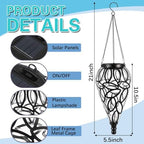 Tujoe 2 Pack Solar Hanging Lanterns Outdoor Lights, Transparent - Image 2