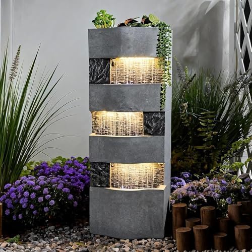 Sunlinua 40H Modern Indoor/Outdoor Water Fountain with 4 Tiers by Sunlinua