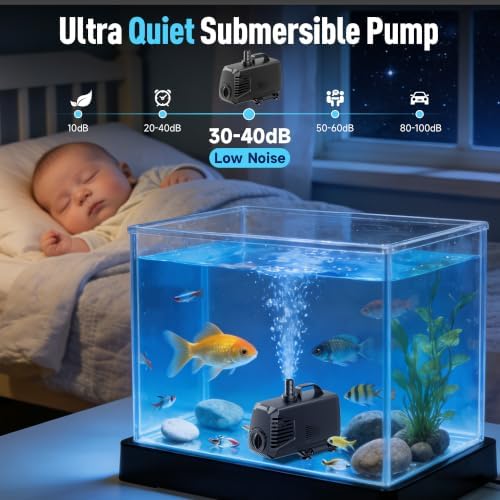 POPOSOAP 880GPH Submersible Water Pump, Water Fountain (85W 3200L/H) with 10.5FT High Lift Adjustable & 3 Nozzles & 16.4FT Cord, Ultra Quiet Aquarium Pump for Pond Fountain Waterfall Hydroponics-Q105 - Image 5