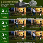 Solar Post Lamp Lights, Dusk to Dawn Post Light with Pier Mount Base, Outdoor Waterproof Solar Motion Sensor Lights for Garden Yard Landscape Pole Pillar - Image 3
