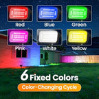 Fabrito Color Changing Solar Spot Lights Outdoor 8 Pack, [6+1 Lighting Modes] Auto On/Off RGB Spotlights, Waterproof Multicolor Landscape Lights for Garden, Tree, Halloween, Christmas - Image 3