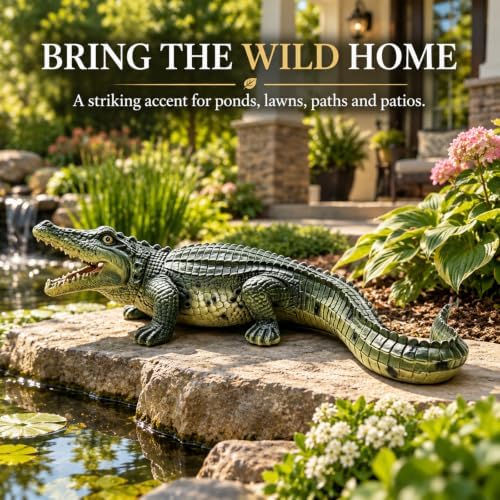 23in Crocodile Statue for Yard Decorations Outdoor, Garden Art & Patio - Image 4