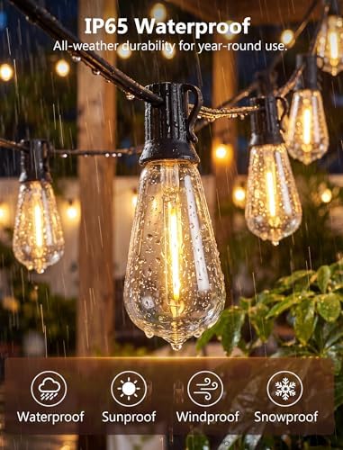 20FT ST40 LED Outdoor String Lights with 22 Shatterproof Vintage Edison Bulbs, Patio String Lights Waterproof for Backyard Porch Garden Balcony Party Bistro Decorations,2700K Warm White, Black Wire - Image 3