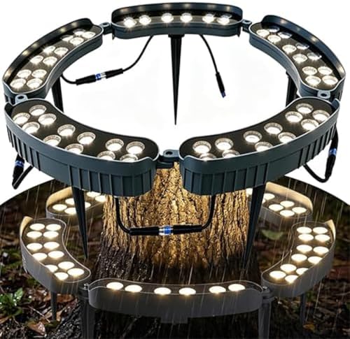 LED Ring Tree Light, Outdoor Waterproof Landscape Spotlight, Die-Cast Aluminum Tree Hug Uplights with Ground Stake for Garden Pathway Accent, Circular Wrap Around Lamp(Warm White,60W(24v)) by Unknown