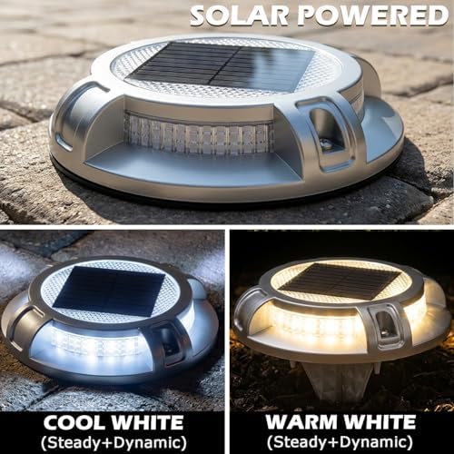 SIEDiNLAR Solar Driveway Lights Outdoor 4 Modes, 40 LEDs 4 Pack White/Warm - Image 2